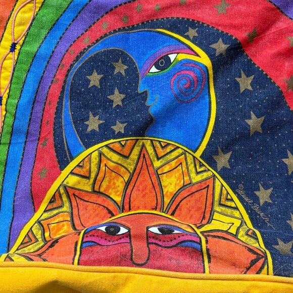 Laurel Burch Vintage Sun & Moon Rainbow Celestial Magic Embroidered Canvas Tote - Picture 2 of 7